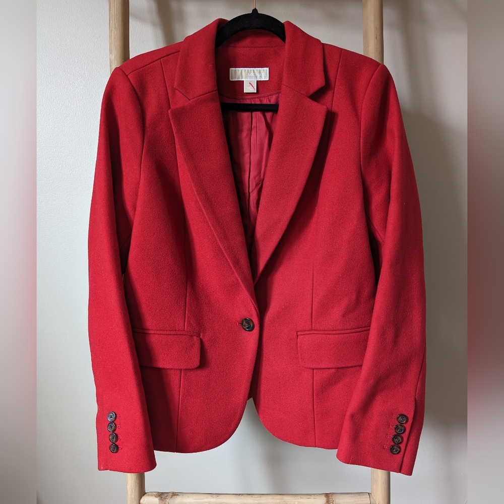 Cherry Red Michael Kors 80% Wool Blazer / Size 12